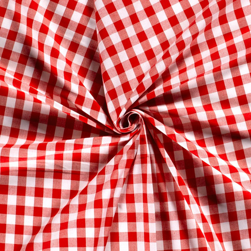 Baumwoll popeline karo rot - baumwoll-popeline,